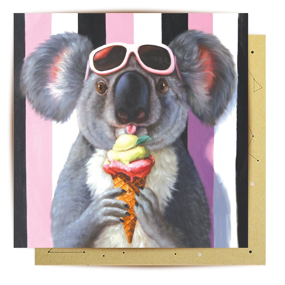 La La Land Greeting Card - Koala Loves Ice Cream