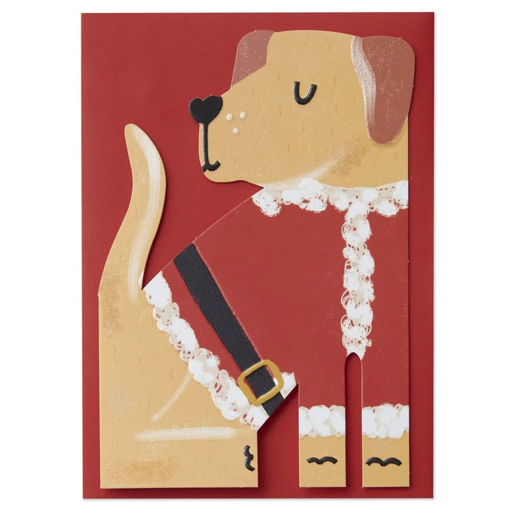 Raspberry Blossom Greeting Card - Christmas Labrador