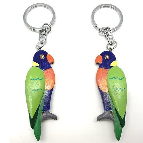 Triple 7 Design Studios: Timber Keyring Rainbow Lorikeet