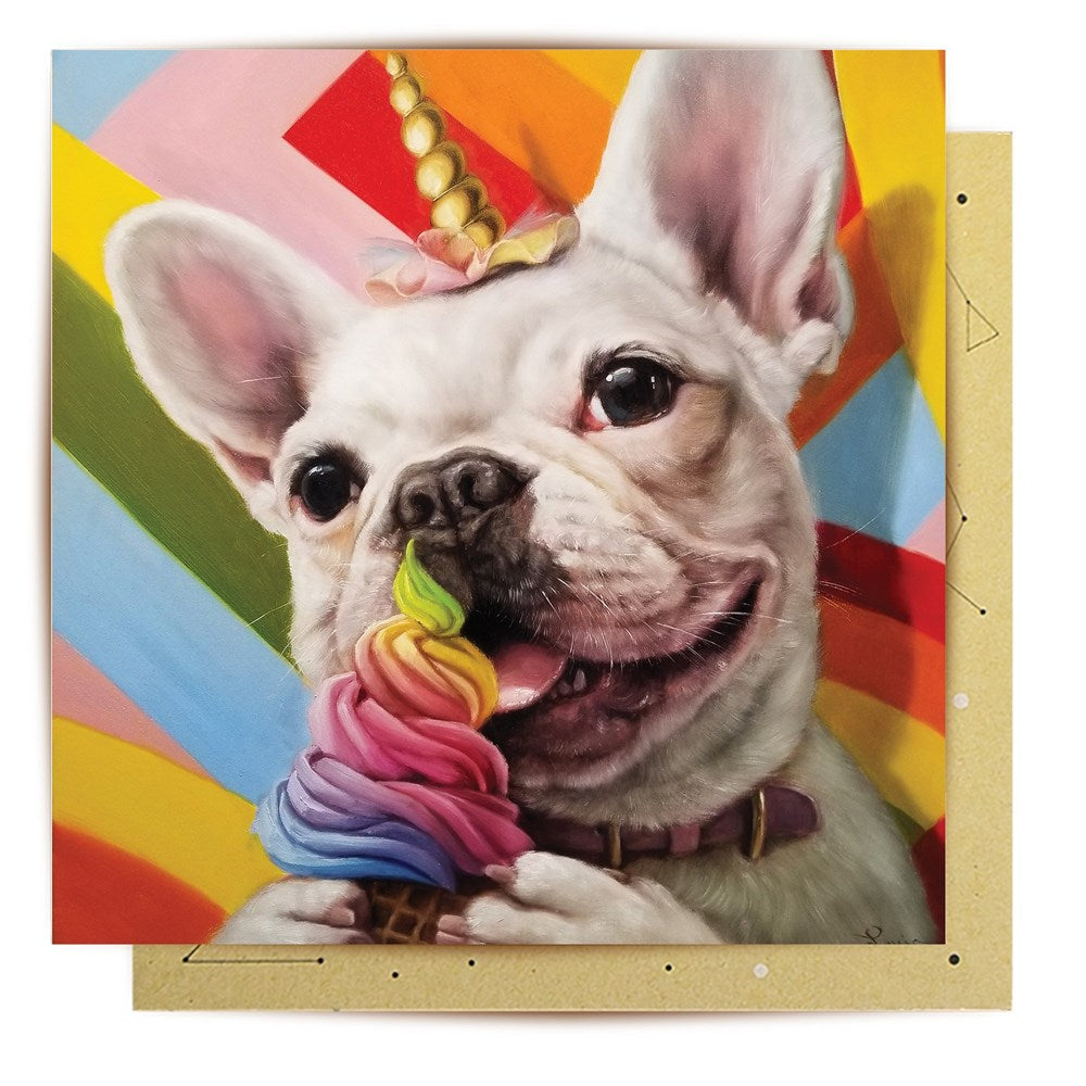La La Land Greeting Card - Rainbow French Bulldog