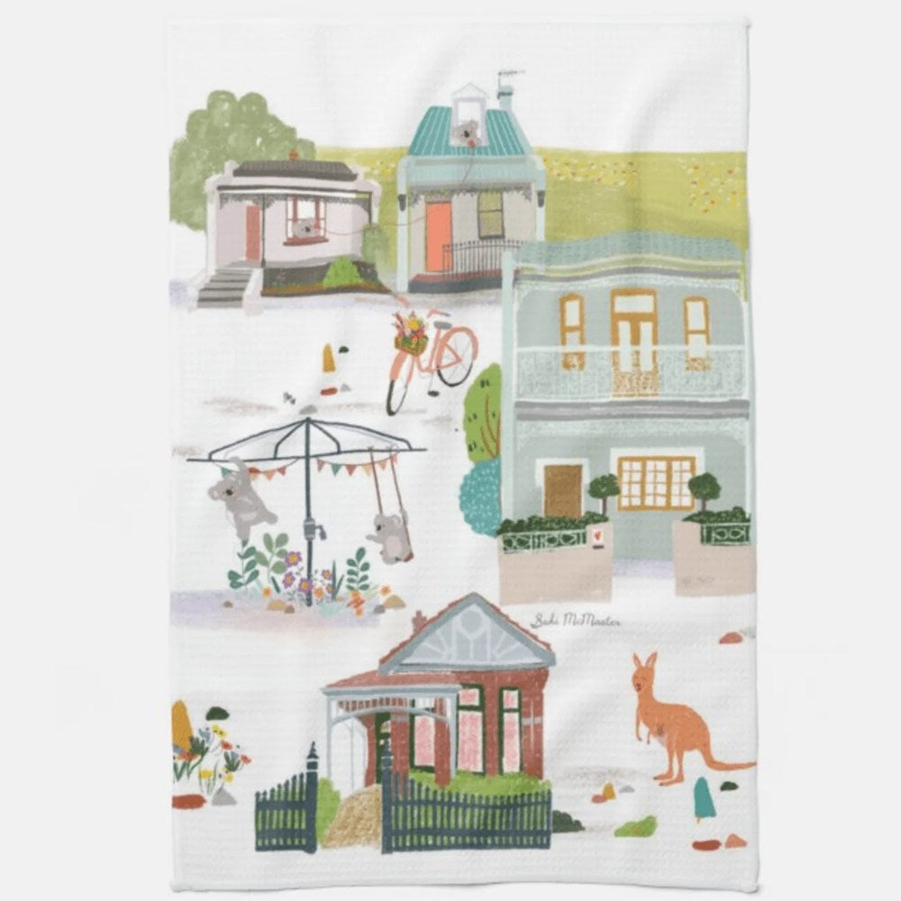 Suki McMaster: Tea Towel Melbourne Houses