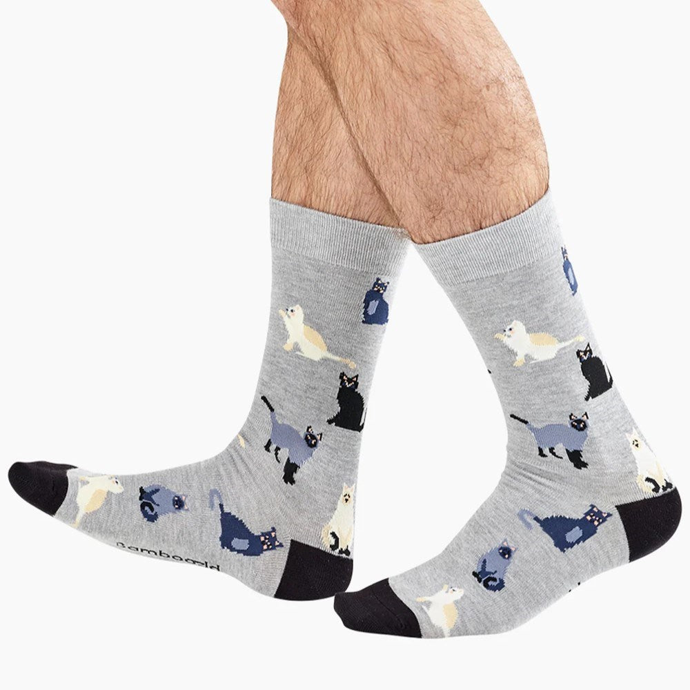 Bamboozld: Mens Cats Grey Bamboo Sock
