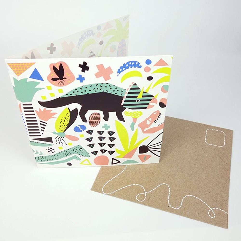 Jurassic Party Greeting Card - Retro Dinosaur