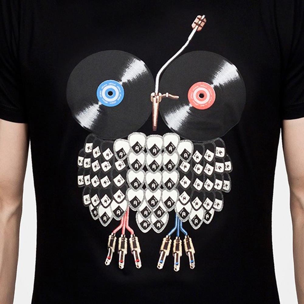 Vinyl Record Owl Men's Tee - Black