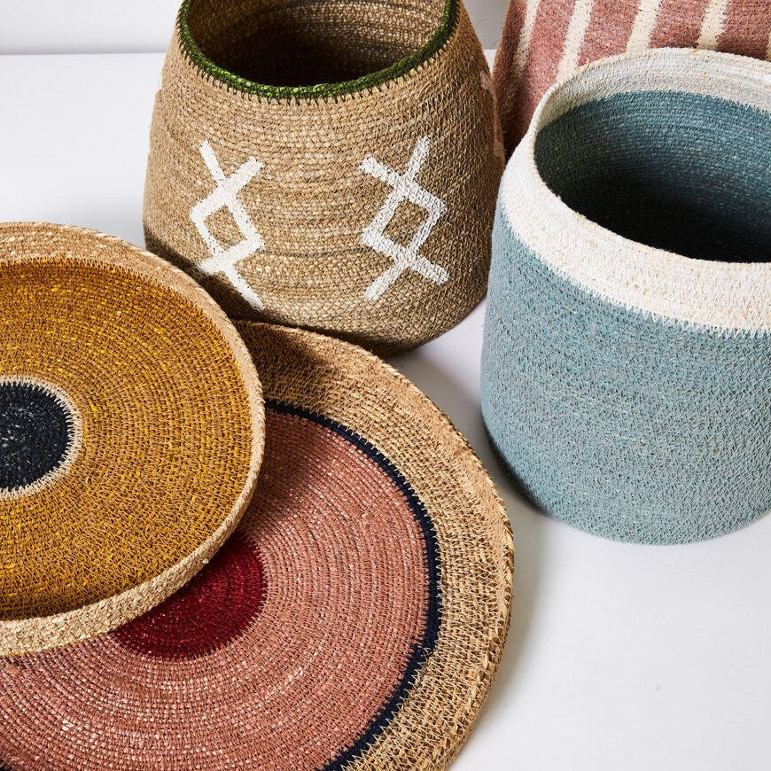 Papaya Cali Woven Tray - Small Mustard