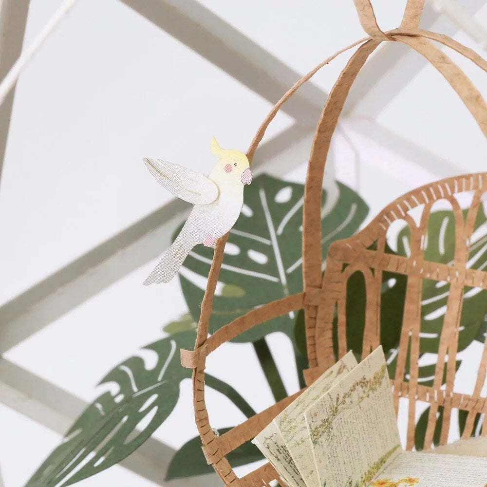 Paper Thought: Lasercut Paper Model Swing Chair and Parrots