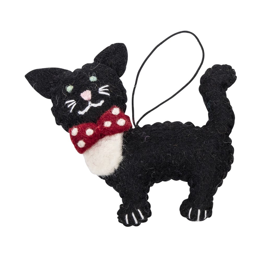 Pashom Christmas Ornament - Black Cat with Bow