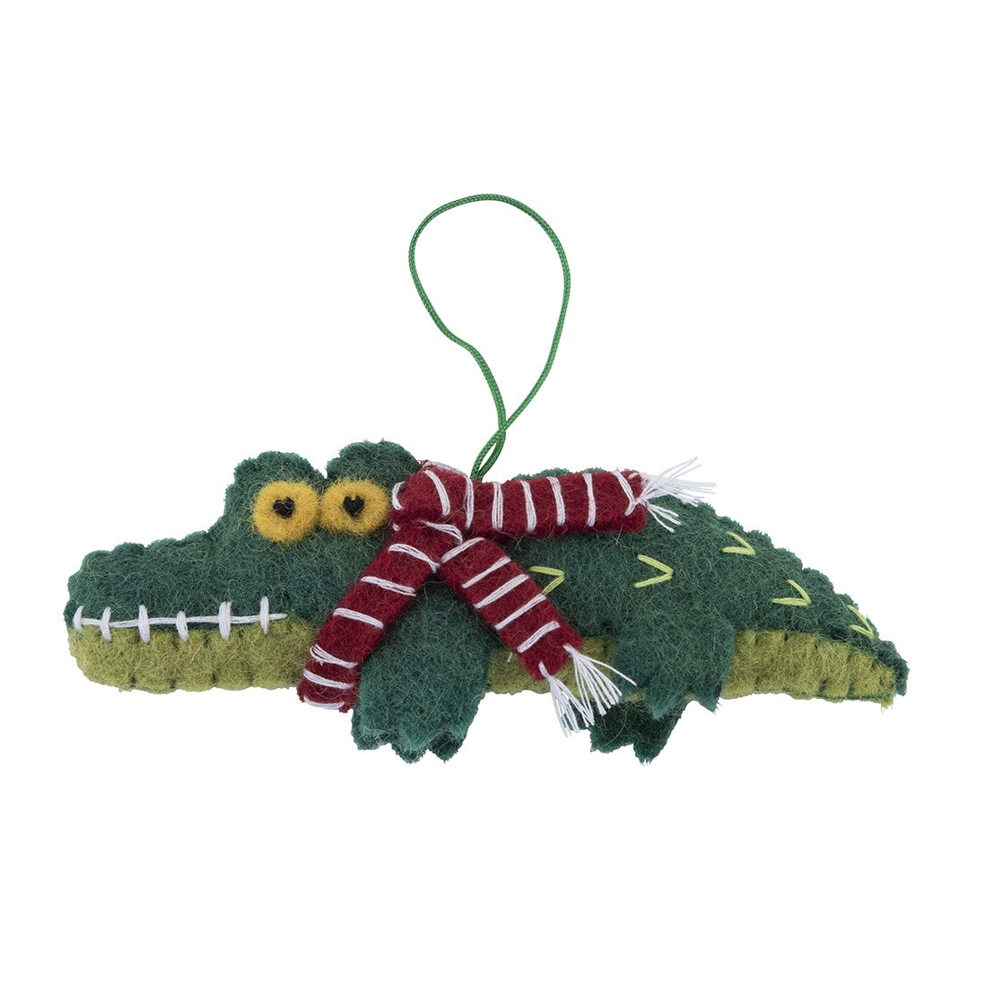 Pashom Crocodile Christmas Ornament - Green Scarf