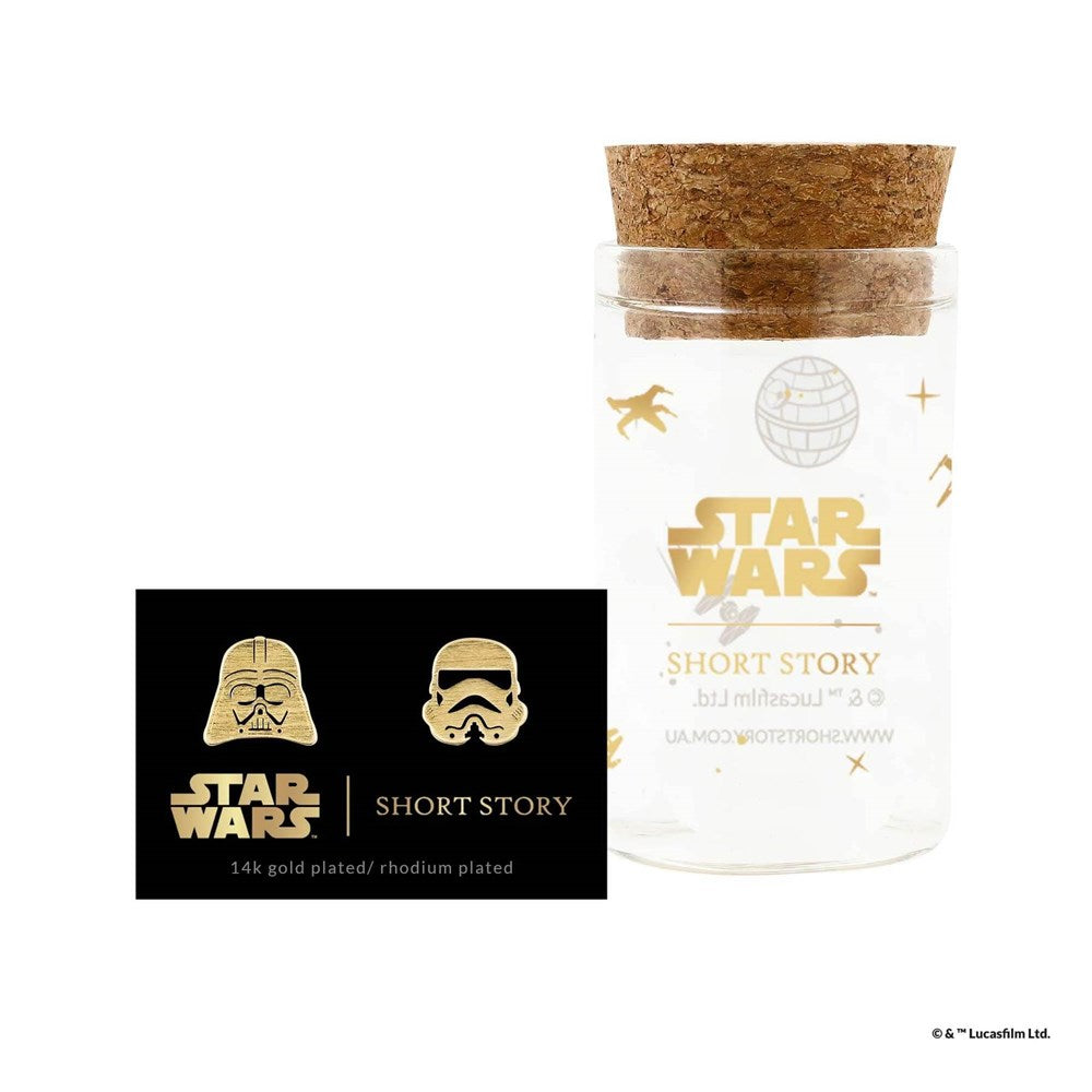 Short Story Star Wars Earrings - Darth Vader & Stormtrooper Gold