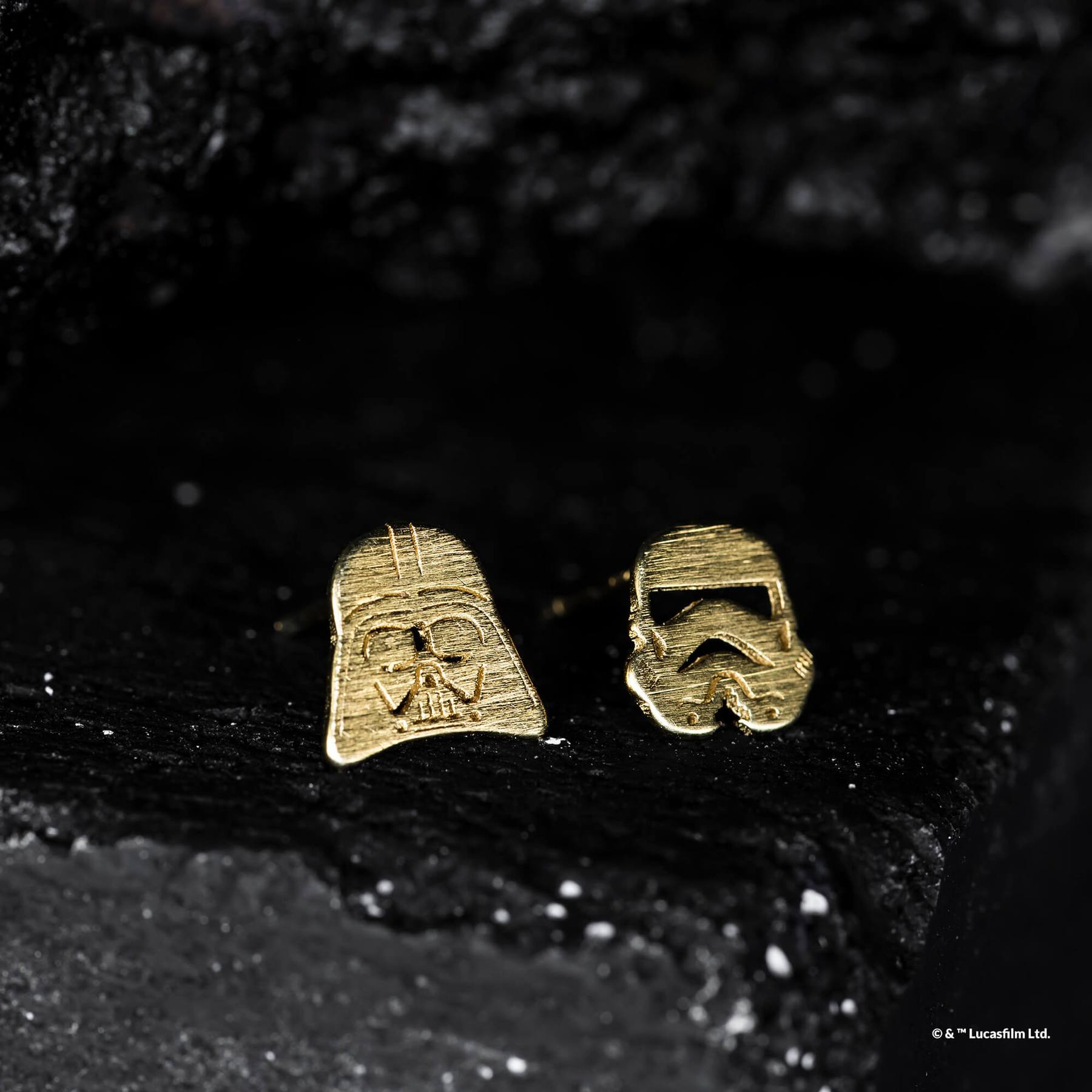 Short Story Star Wars Earrings - Darth Vader & Stormtrooper Gold