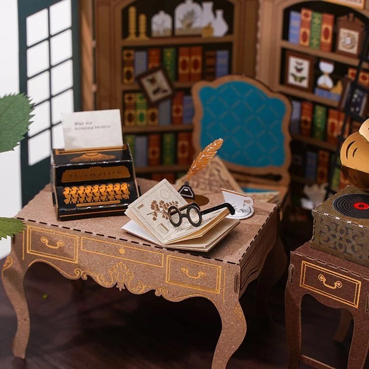 Paper Thought: Lasercut Paper Model Classic Study Room