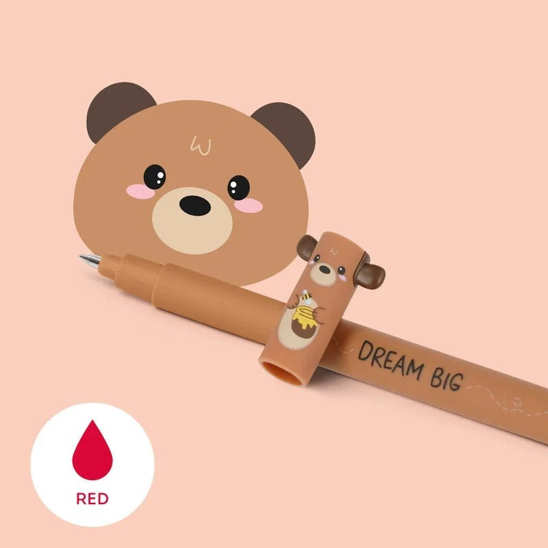 Legami Bear Erasable Gel Pen - Red Ink